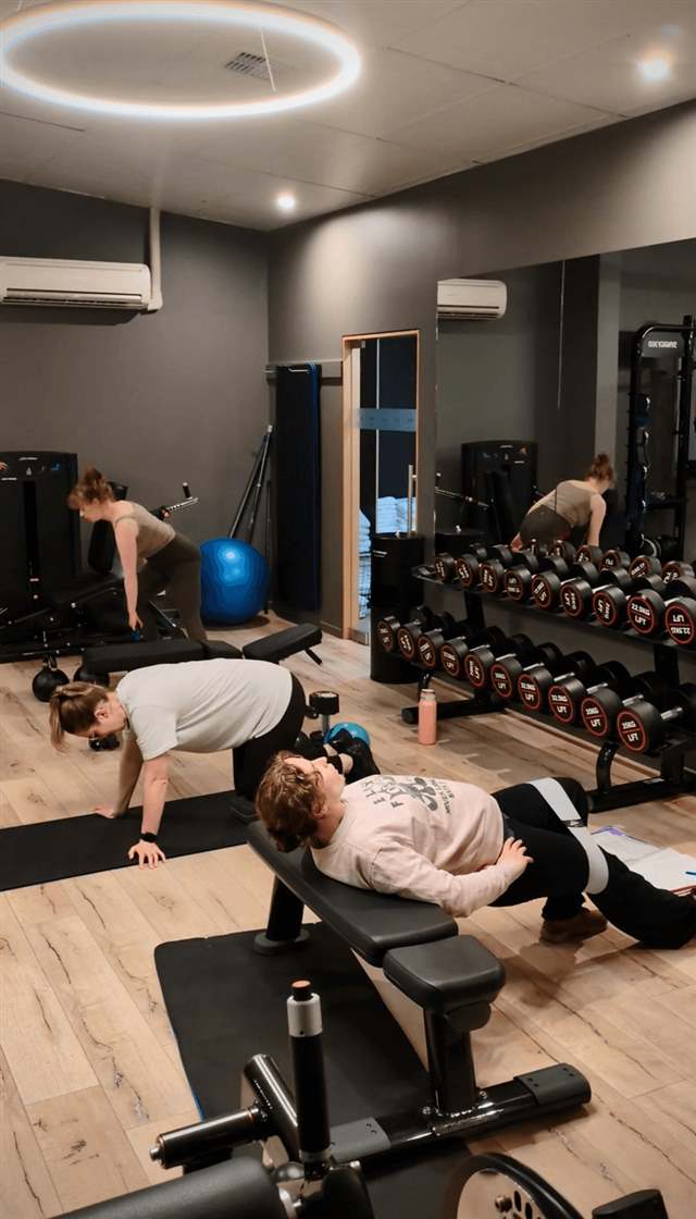 Pregnant women training in class